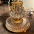 Vintage Mid-Century American Neoclassical Glass & Stamped Brass Table Lamp – With Custom Pleated Hard Plastic Shade For Sale - Image 10 of 12