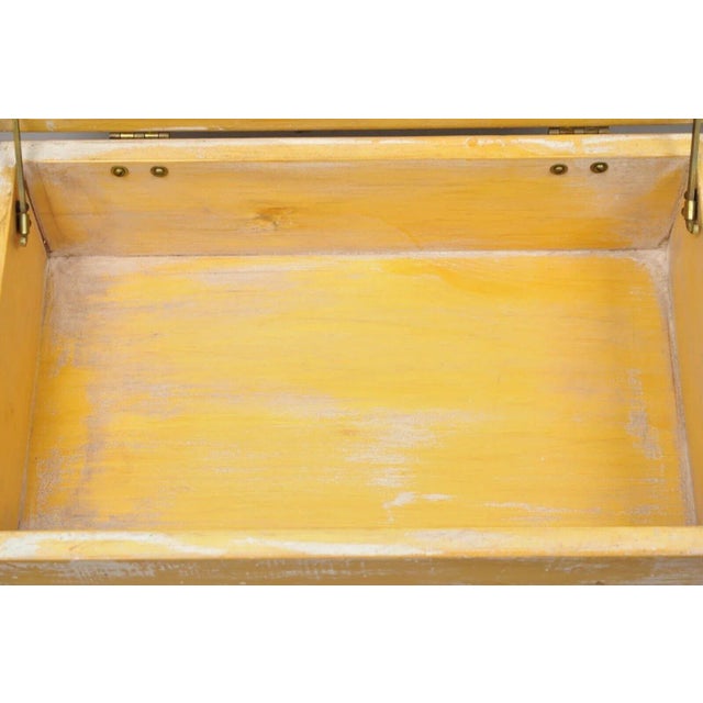 Brown Vintage Small Campaign Style Trunk Chest on Brass Base Accent Side Table For Sale - Image 8 of 13