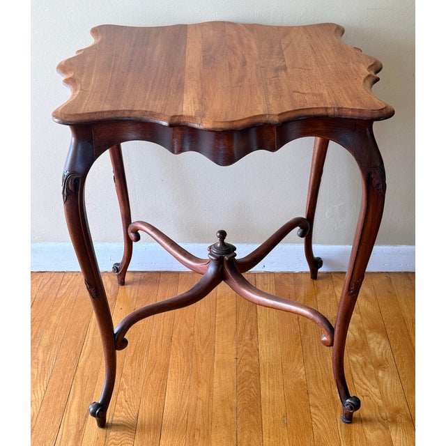 Brown Antique French Provincial Louis XV Carved Mahogany Game Table For Sale - Image 8 of 8