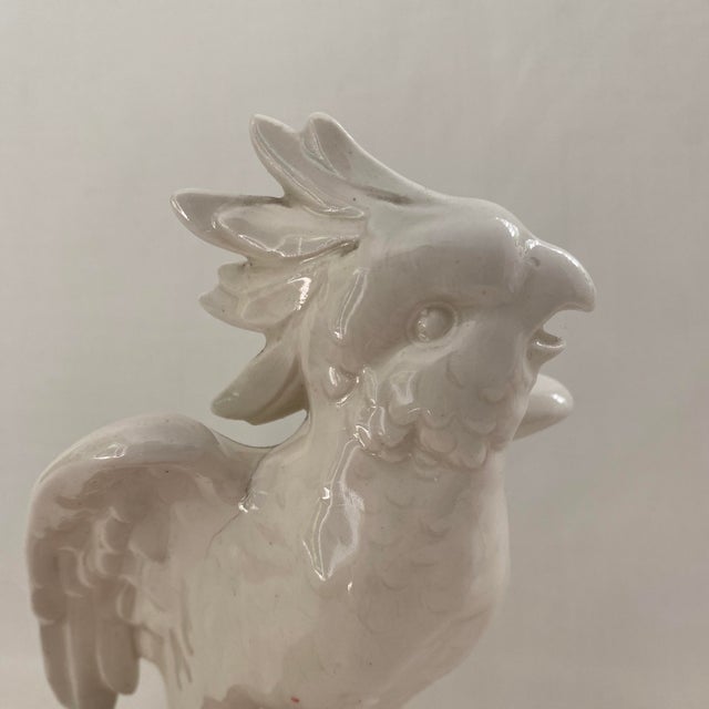White Vintage White Glazed Ceramic Parrot For Sale - Image 8 of 9