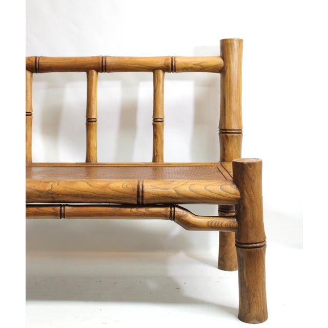Mediterranean Bamboo Loveseat Bench For Sale - Image 3 of 9