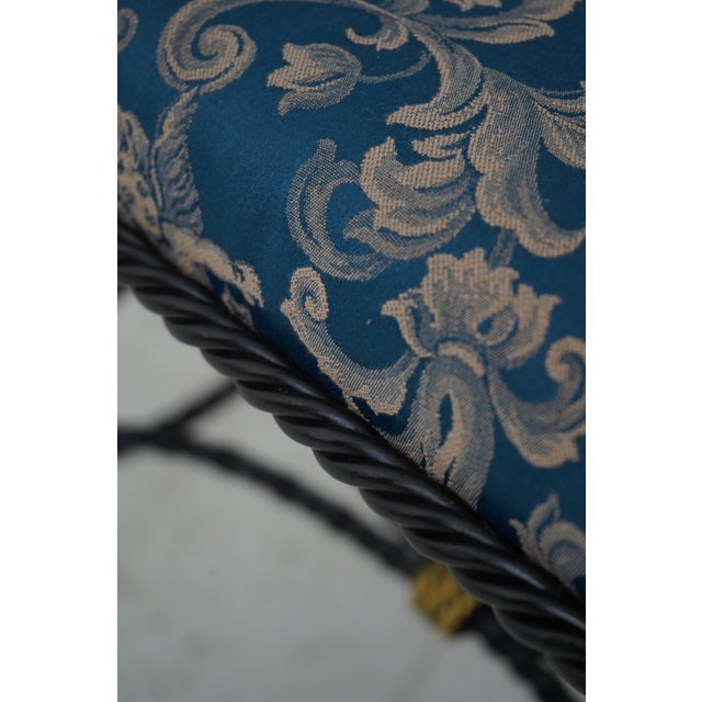 Pair Rope Twist Iron Newly Upholstered Benches For Sale - Image 9 of 12
