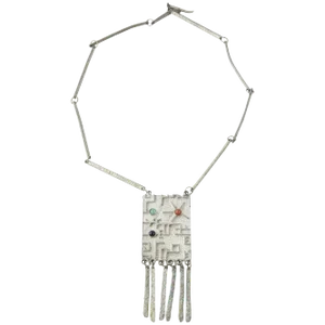Brutalist Modernist Sterling Space Age Tassel Necklace