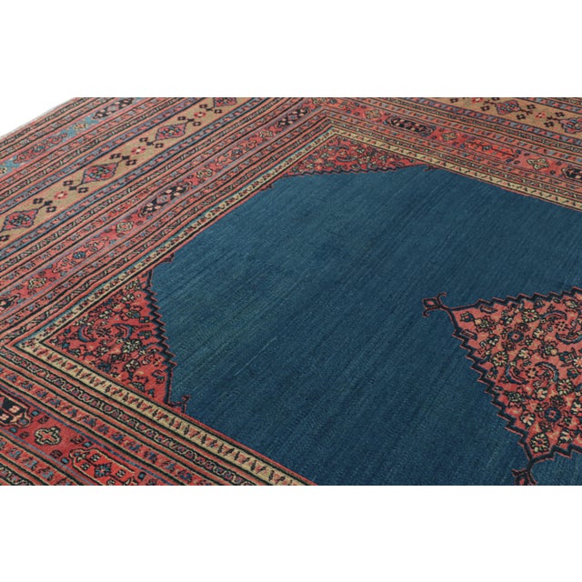 Textile Antique Persian Doroksh Rug in Teal Blue With Diamond Medallion - Rug & Kilim For Sale - Image 7 of 9
