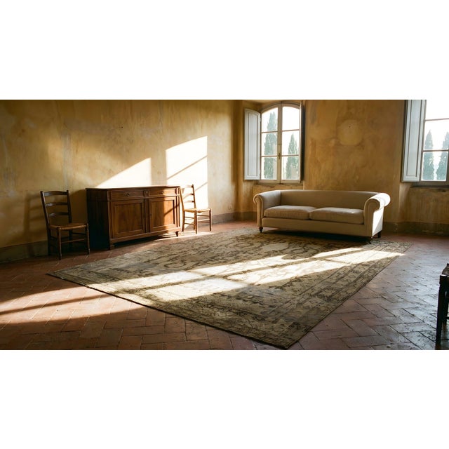 1920s Brown Medallion Antique Persian Malayer Carpet 5'1" X 6'1" Knotted Wool Rug For Sale - Image 11 of 12