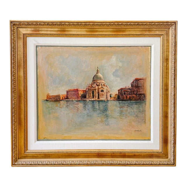 1970s Large Original Oil Painting "Horizons" Venice Grand Canal Impressionist by Armand Merizon For Sale
