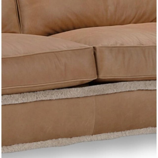Uptown Loomlan Austin Leather Sofa With Shearling Trim - American Made For Sale - Image 4 of 5