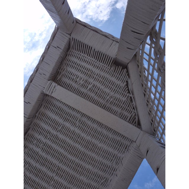 Mid-20th Century Victorian Style White Wicker Vanity Desk Console Table For Sale - Image 10 of 13