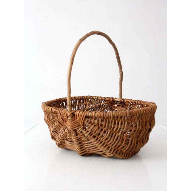 Vintage Wicker Gathering Basket For Sale - Image 12 of 14