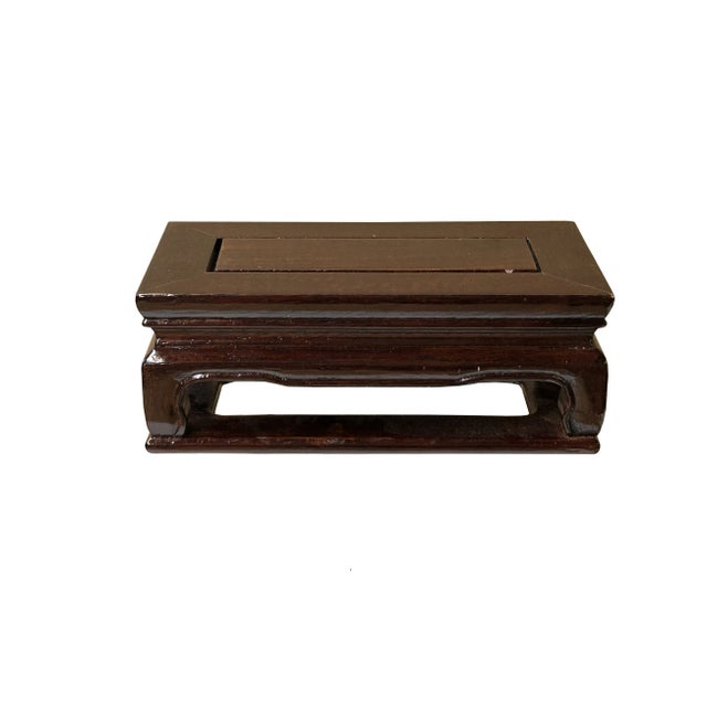 7.5" Reddish Brown Rectangular Curve Legs Wood Display Stand Riser For Sale In San Francisco - Image 6 of 6