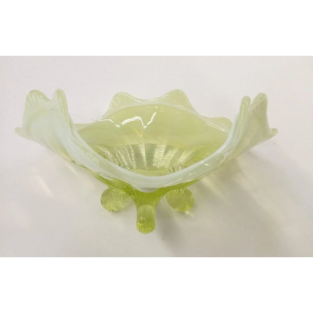 Celadon Mid-Century Green Glass Footed Bowl For Sale - Image 8 of 11