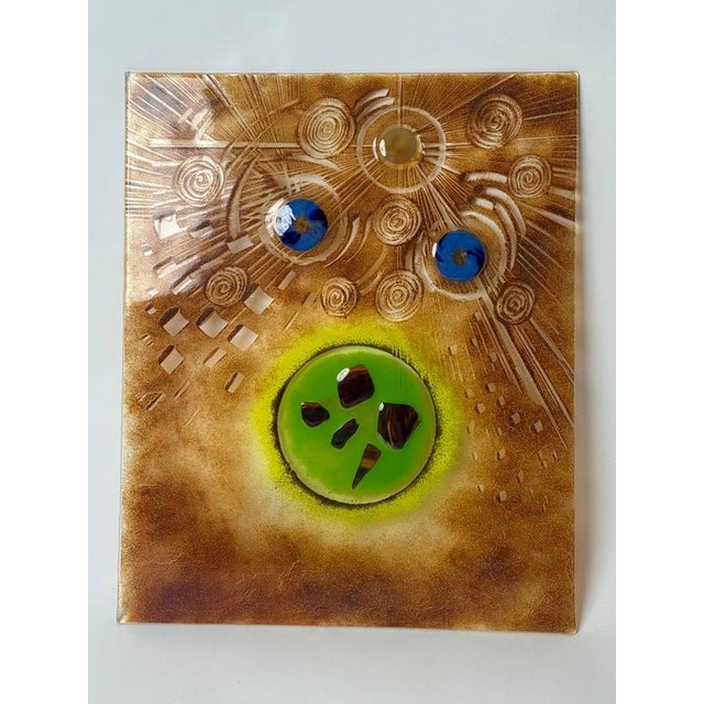 An expressive German studio glass wall panel dating from the early 1990s, presenting an imaginative and highly decorative...