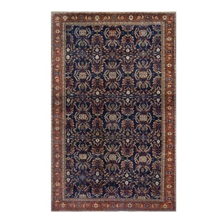 Antique Persian Sultanabad Wool 14x28 Blue, Ivory, Rust & Gray Handmade Gallery Rug #1140281 For Sale