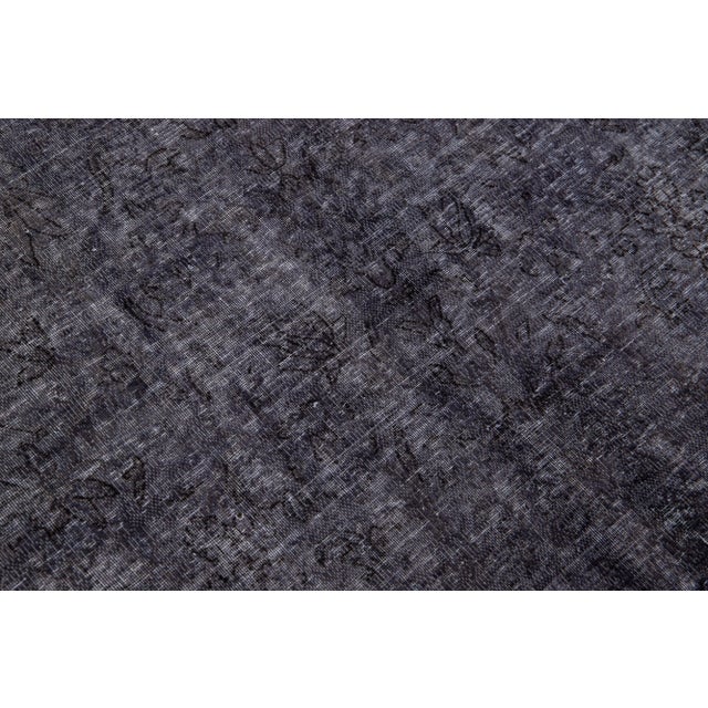 Vintage Persian Overdyed Handmade Medallion Gray Wool Rug For Sale - Image 9 of 11