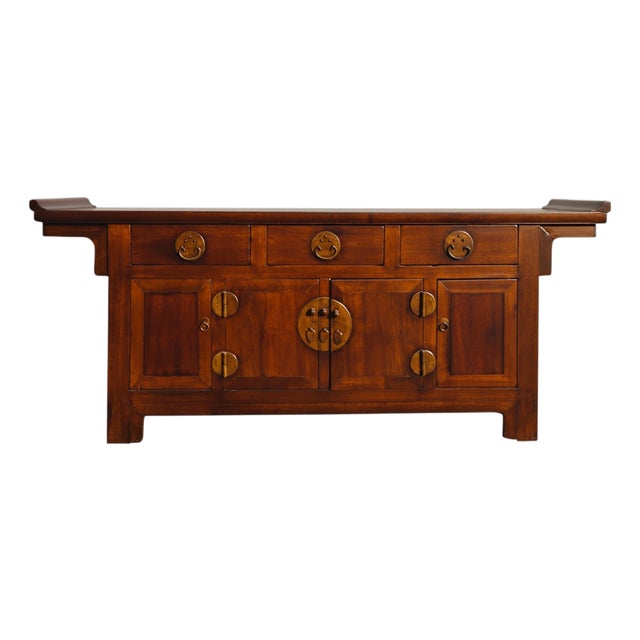 19th Century Chinese Catalpa Everted Flange Sideboard For Sale