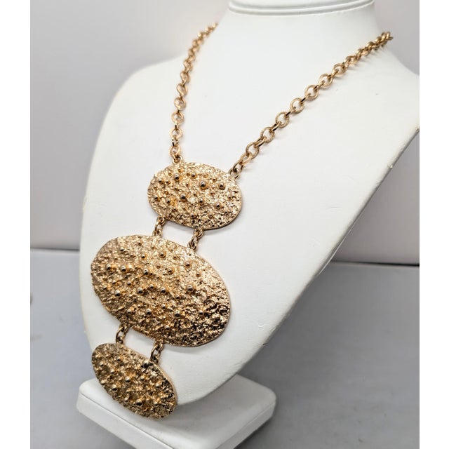 1970s Vintage 1972 Signed Napier Brutalist Bumpy Pendant Necklace For Sale - Image 5 of 6