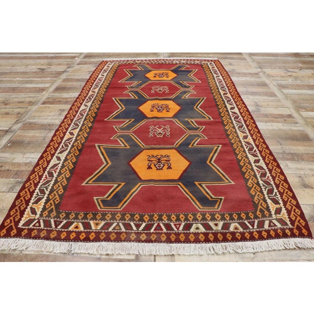 Textile Vintage Persian Shiraz Kilim Rug - 05'06 X 09'08 For Sale - Image 7 of 9