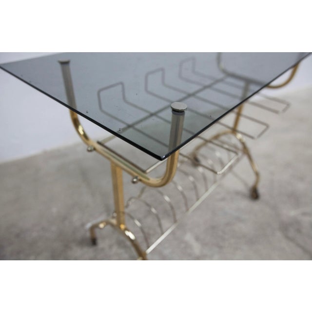 Vinyl Furniture Trolley with Wheels and Smoked Glass, 1970 For Sale - Image 4 of 11