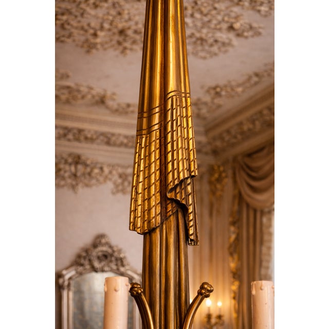 French Early 20th French Louis XVI Gilt Bronze Gold Chandelier For Sale - Image 3 of 8