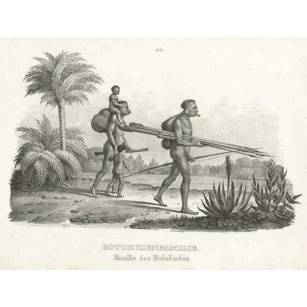 Honegger, Botocudo, South American Indian People, Steel Engraved Print For Sale - Image 3 of 6