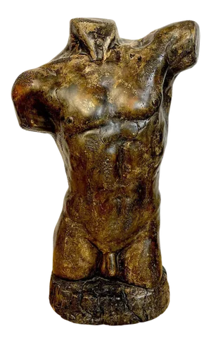 Mid 20th Century French Modern Bronzed Plaster Sculpture of a Male Nude Torso