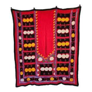 Early 20th Century Samarkand Silk and Cotton Embroideded Suzani Prayer Hanging For Sale