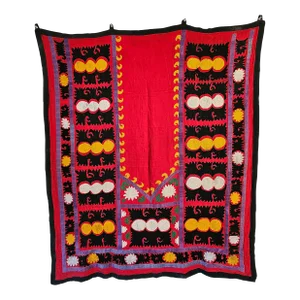 Early 20th Century Samarkand Silk and Cotton Embroideded Suzani Prayer Hanging