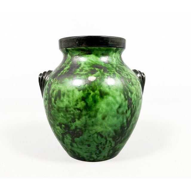 An elegant Swedish Art Deco stoneware vase designed by Erik Mornils for Nittsjö Keramik, circa 1930s. The vase features a...