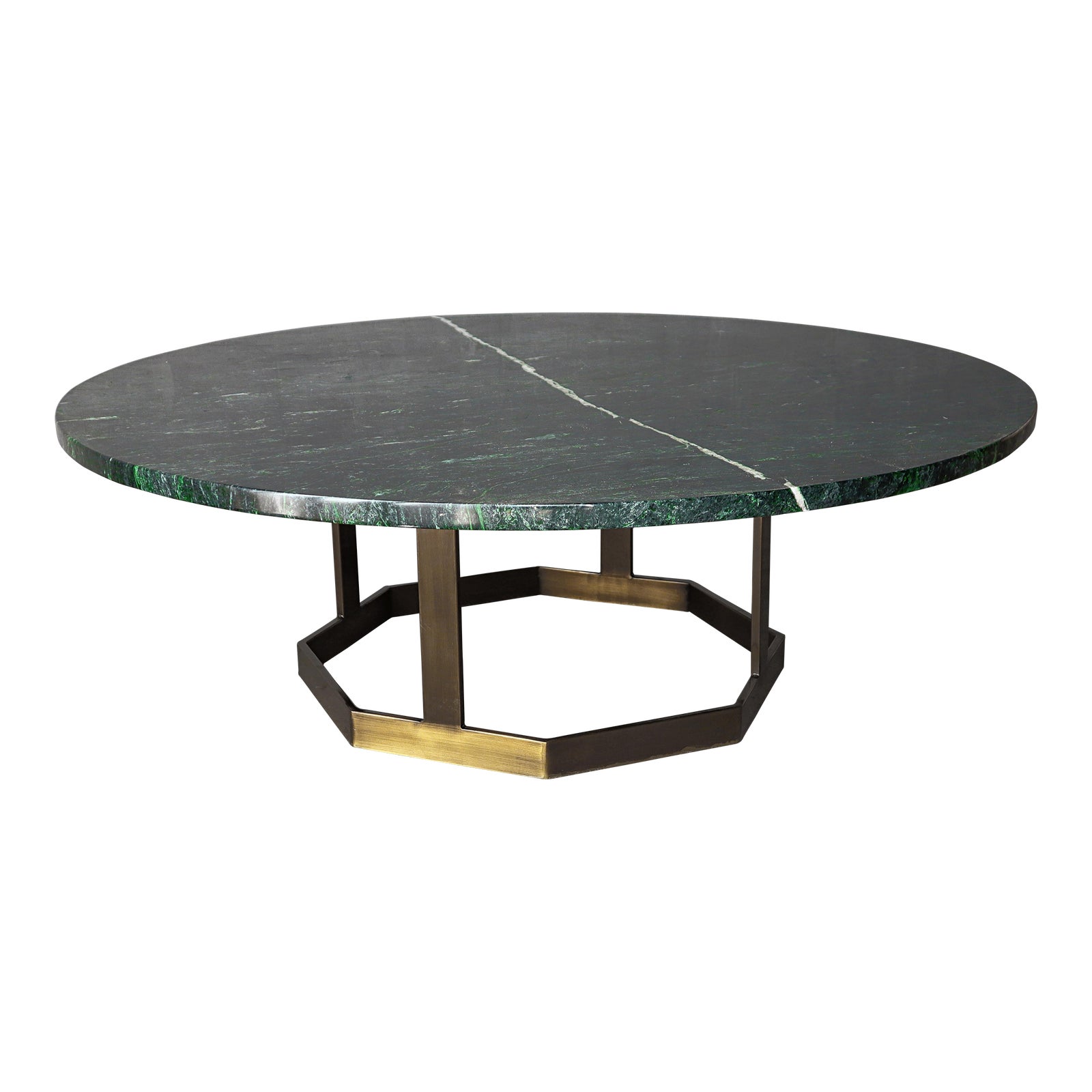 Round Green Marble and Brass Mastercraft Coffee Table Chairish
