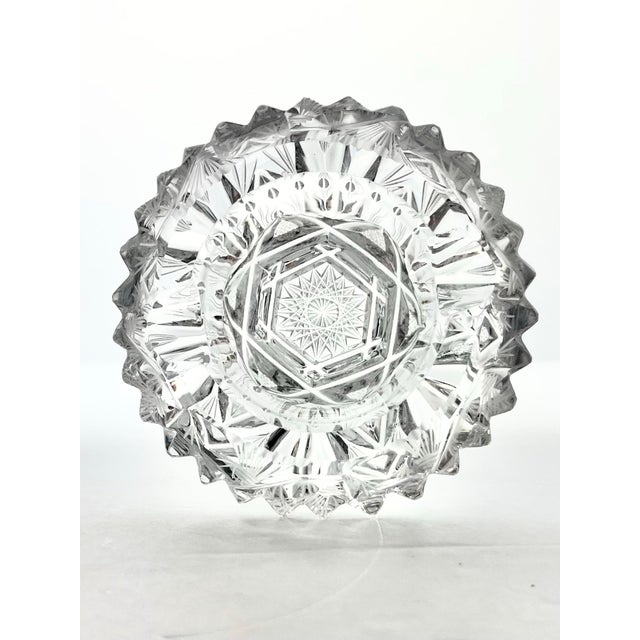 Transparent Antique American Brilliant Cut Crystal 5-Piece Heavy Pinwheel Sawtooth Ashtrays For Sale - Image 8 of 11