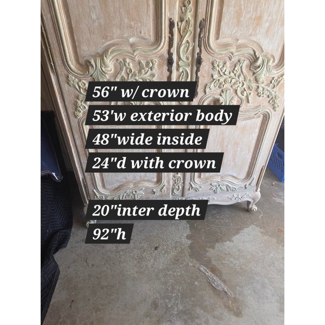 Large White French Style Armoire With Interior Drawers For Sale - Image 9 of 12