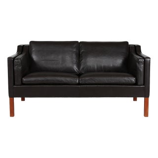 Model 2212 Sofa in Dark Mocha Leather by Børge Mogensen for Fredericia Stolefabrik, 1970s For Sale