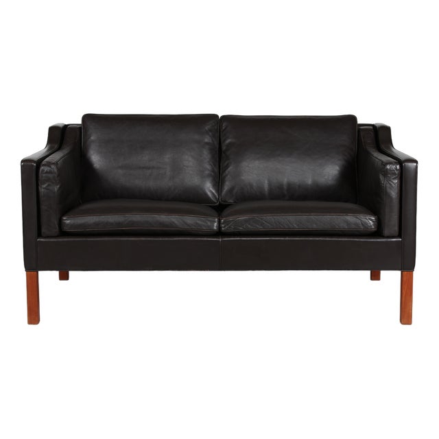 Model 2212 Sofa in Dark Mocha Leather by Børge Mogensen for Fredericia Stolefabrik, 1970s For Sale