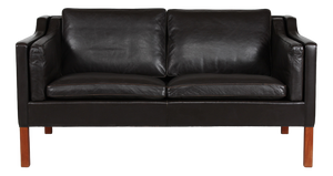 Sofa 2212 Dark Mocha Leather by Børge Mogensen for Fredericia Stolefabrik, 1970s