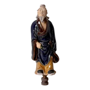 Chinese Mudman Lamp Finial on Limed Bronze Hardware