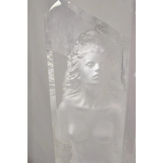 Transparent Michael Wilkinson "Crystal Vision" 1999 Signed Acrylic Sculpture on Pedestal For Sale - Image 8 of 13