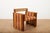 Viennese Armchair in Wooden Construction and Upholstered with Beige Red Linen Bands For Sale - Image 11 of 15