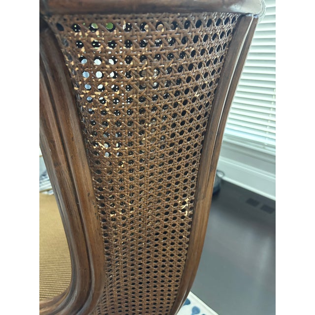 Brown Lane Venture Carved Faux Bamboo Handwoven Caning Wingback Chair Usa For Sale - Image 8 of 11