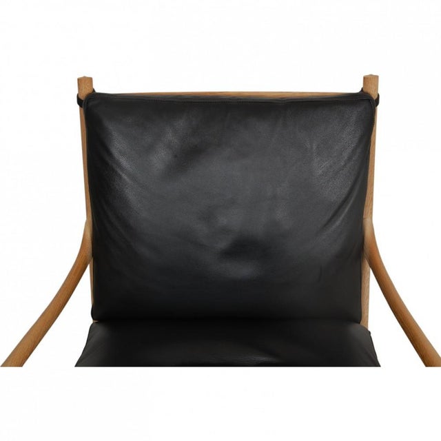 Colonial Chair in Oak and Black Leather by Ole Wanscher For Sale - Image 6 of 11
