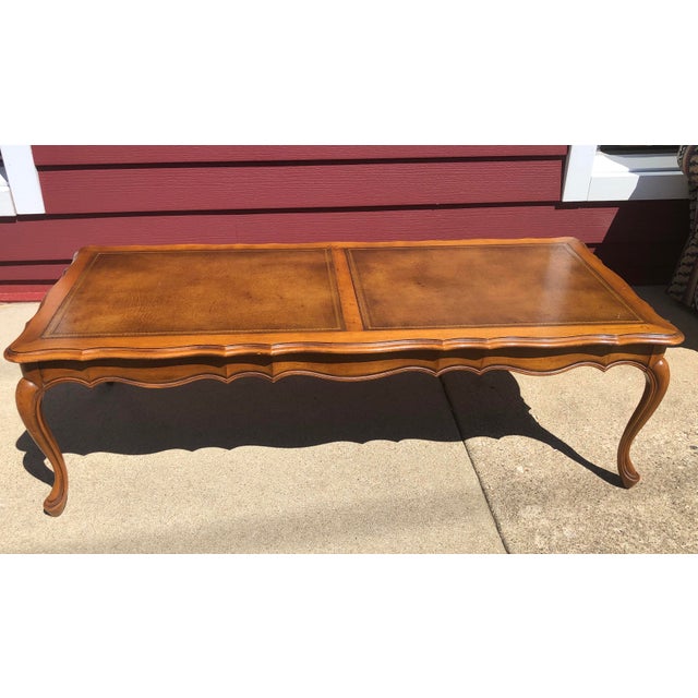 Vintage Hekman Leather Inlayed Coffee Table Chairish