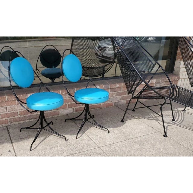 1950s Black and Blue Swivel Side Chairs Styled After John Risley - Set of 2 1950s Black and Blue Swivel Side Chairs Styled...