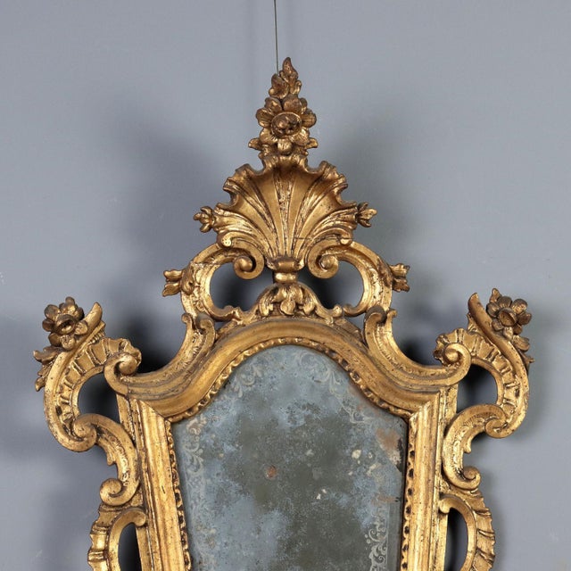 18th Century Carved and Gilded Wood Mirror, Italy For Sale - Image 4 of 9