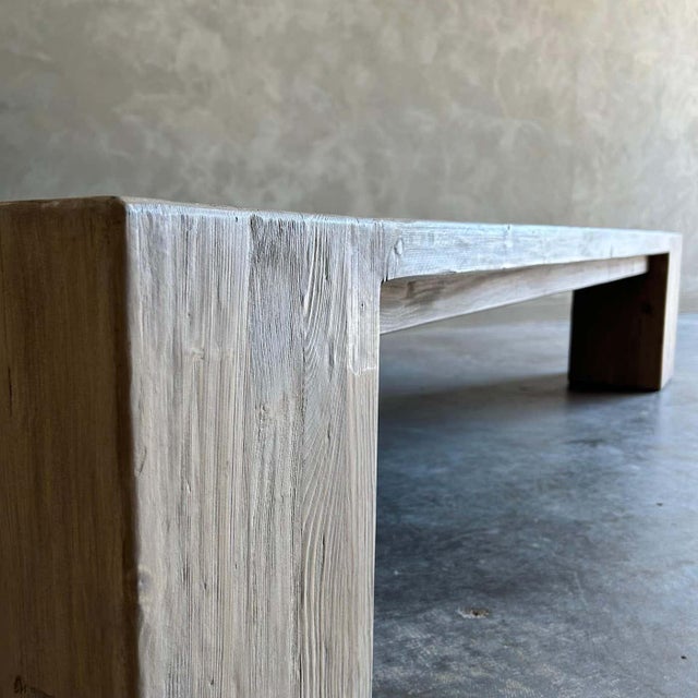 Custom XL Large Elm Wood Beam Coffee Table in Natura For Sale - Image 10 of 12