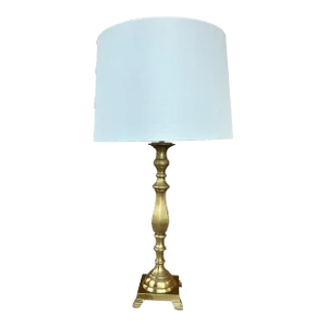 Vintage Traditional Brass Lamp With Fabric Shade
