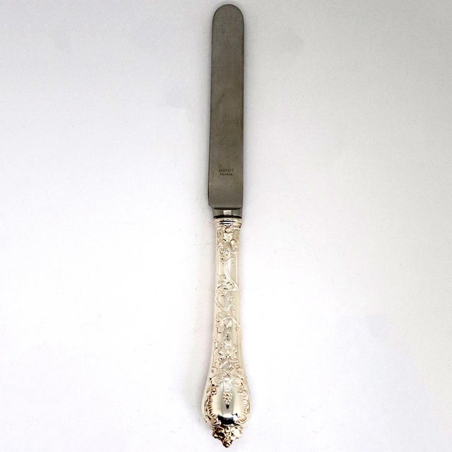 French French Odiot Demidoff .950 Sterling Silver and Stainless Steel Salad Knife For Sale - Image 3 of 8