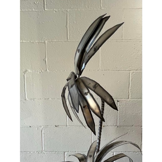 Silas Seandel 1970s Brutalist Metal Botanical Floor Sculpture in Fesco Planter Jansen Style For Sale - Image 4 of 8