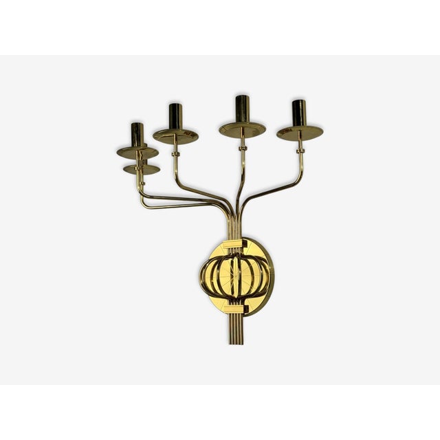 Tommi Parzinger, Candleholder Sconces, Polished Brass, Metal, Usa C. 1955 For Sale In New York - Image 6 of 11