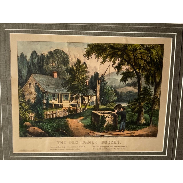 Paper Americana Original Hand Colored 1872 Lithographs From Currier & Ives the Old Oaken Bucket For Sale - Image 7 of 10