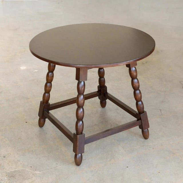 Brown 1940s French Bobbin Wood Side Table For Sale - Image 8 of 8
