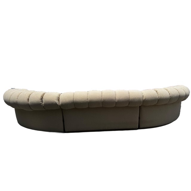 1980s Postmodern Beige Scalloped Sectional Sofa For Sale - Image 5 of 12